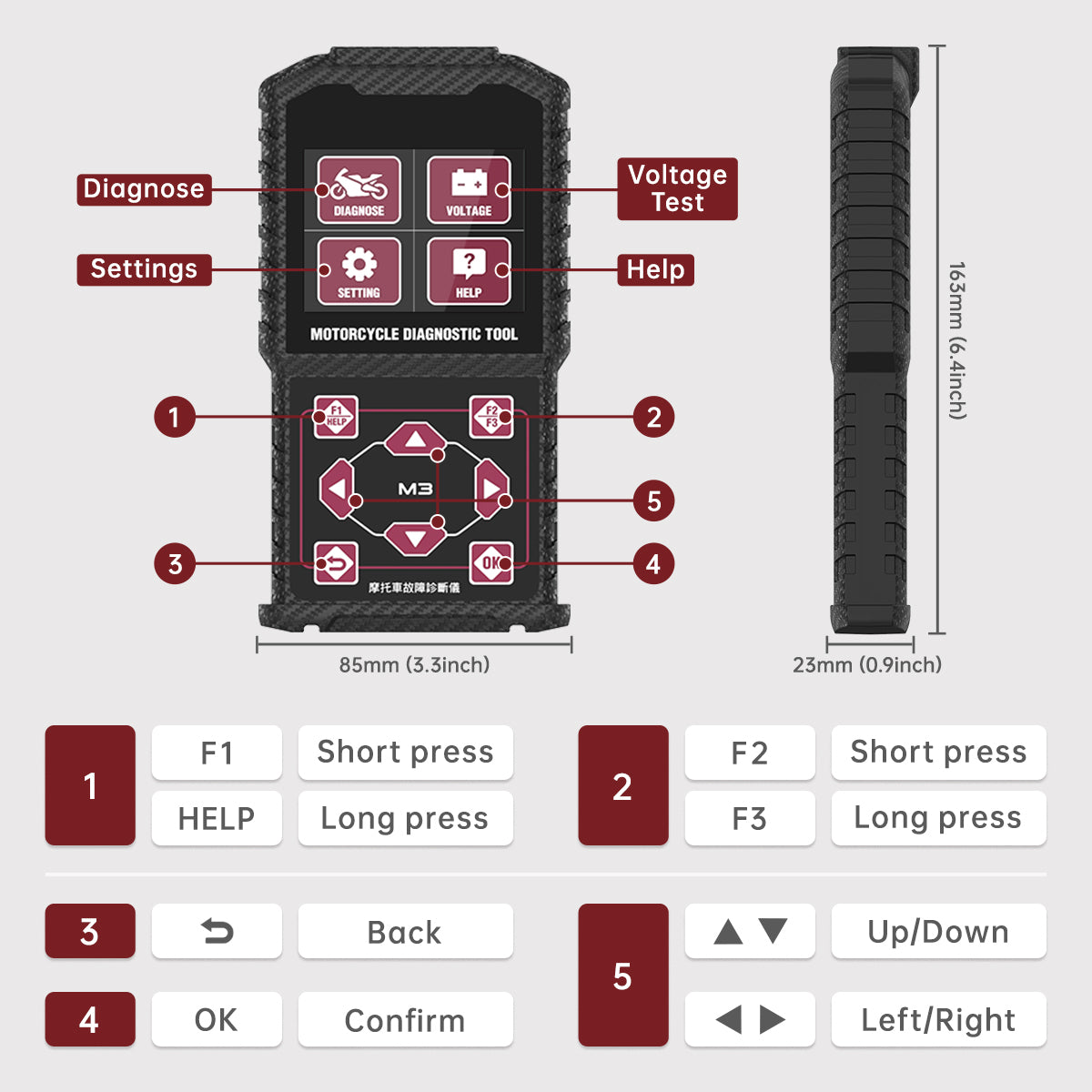 M3 Motorcycle Diagnostic Tool OBD2 Code Reader Scan Tool For Motorcycle