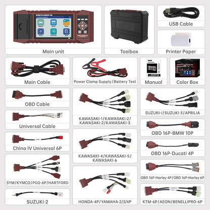 M6 Motorcycle Diagnostic Tool For Harley BMW Supports 70+ Motor Brands, Full System Coverage, Real-time Recording, Printable Reports