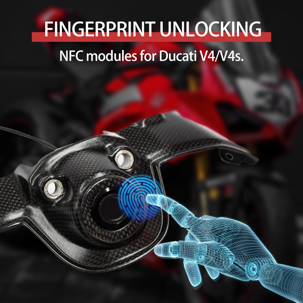 CLIVES: For Ducati V4/V4S, including fingerprint unlocking and NFC unlocking modules, carbon fiber cover plates, modification parts.