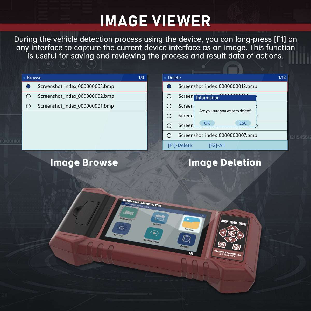 M6 Motorcycle Diagnostic Tool For Harley BMW Supports 70+ Motor Brands, Full System Coverage, Real-time Recording, Printable Reports