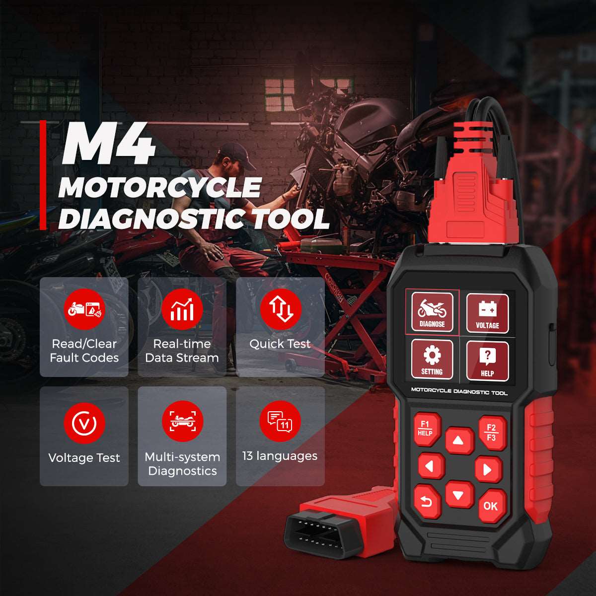 M4-HARLEY Motorcycle Diagnostic Tool OBD2 Code Reader Scan Tool For HARLEY