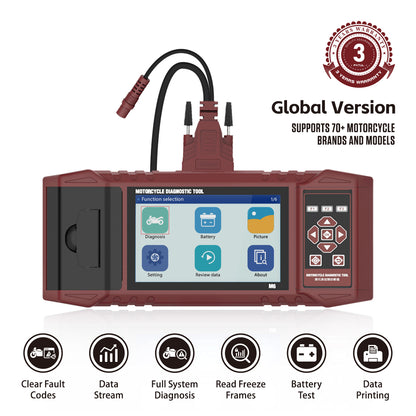 M6 Motorcycle Diagnostic Tool For Harley BMW Supports 70+ Motor Brands, Full System Coverage, Real-time Recording, Printable Reports