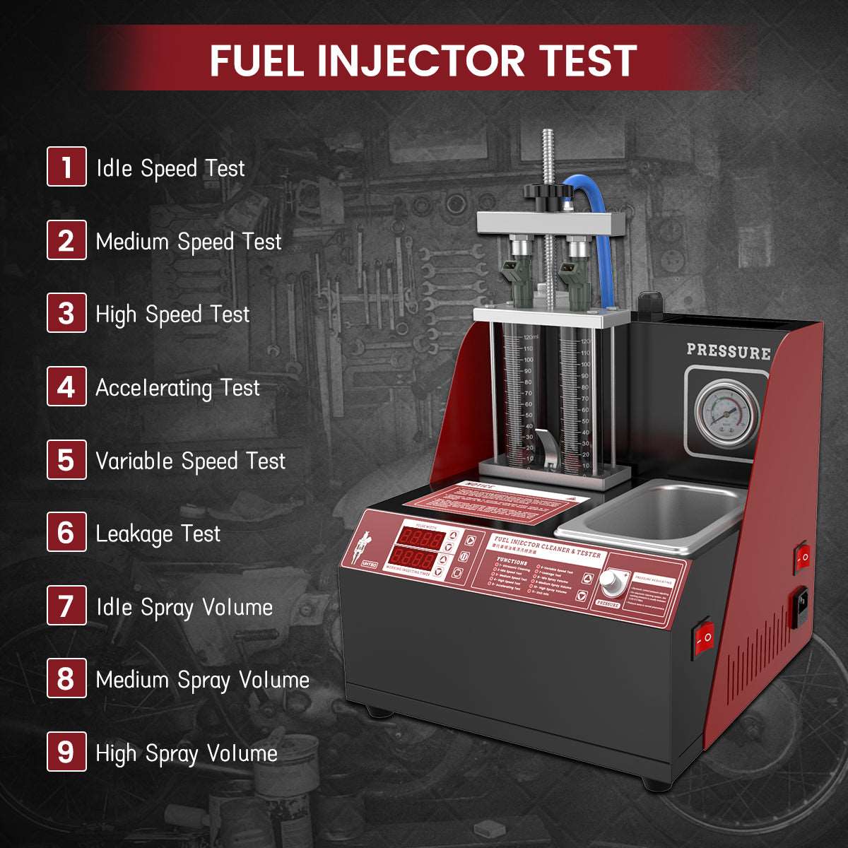 CLIVES unt60 Motorcycle Ultrasonic Nozzle Detector and Cleaner Fuel Injector Tester Efficient Nozzle Testing