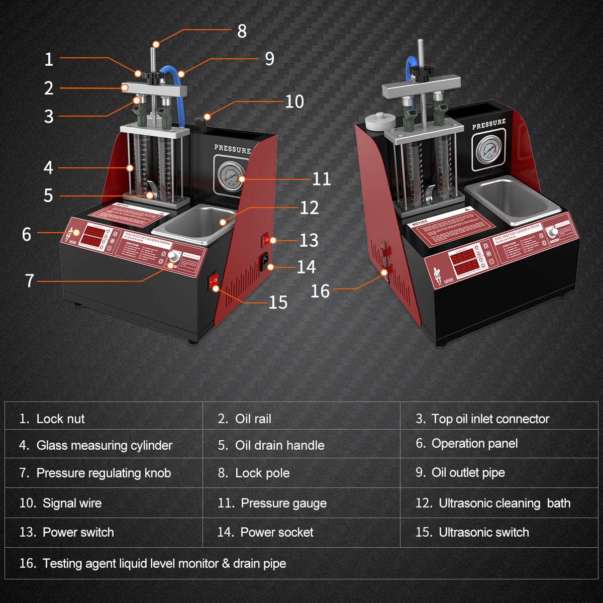 CLIVES unt60 Motorcycle Ultrasonic Nozzle Detector and Cleaner Fuel Injector Tester Efficient Nozzle Testing